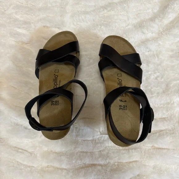 Birkenstock Papillio Black Sandals with Cork Footbed and Buckle Straps - Picture 2 of 7